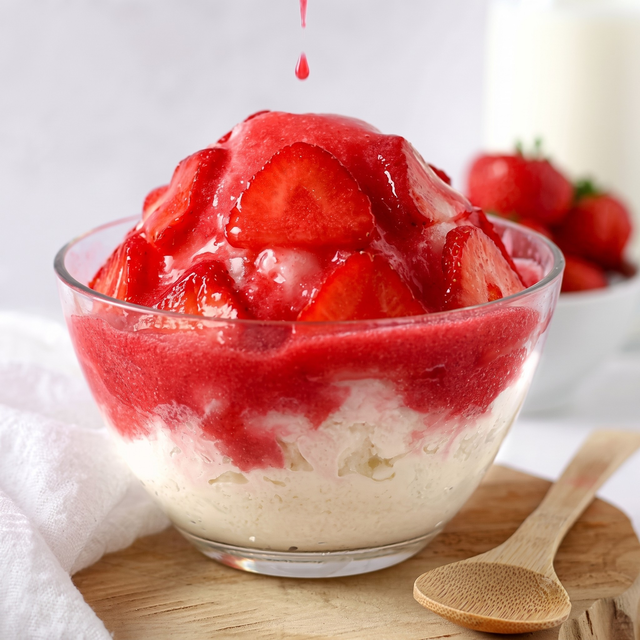 Strawberry Bingsoo Shaved Ice (딸기 빙수).