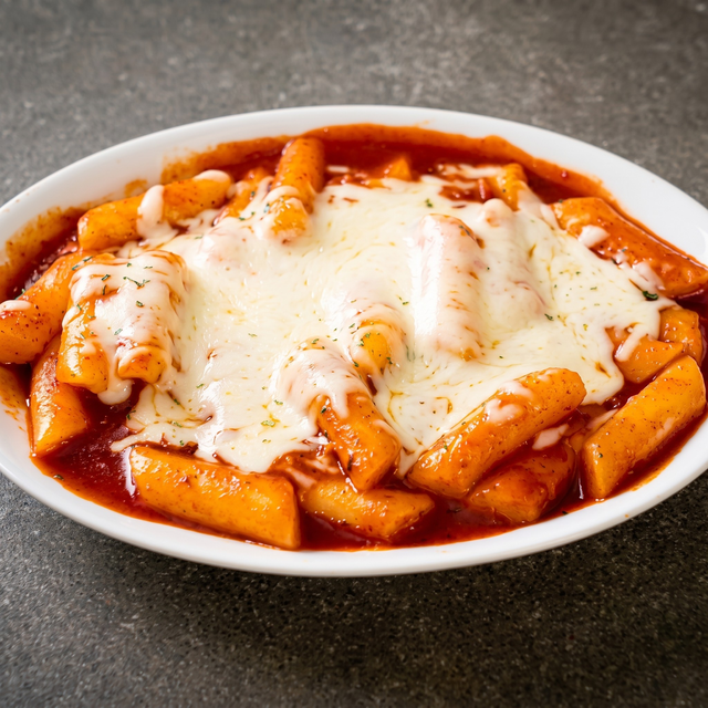 Spicy Cheese Tteokbokki (매콤치즈떡볶이).